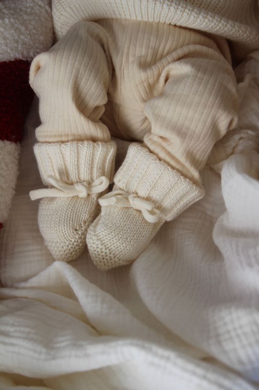 Knit babytøfler - offwhite