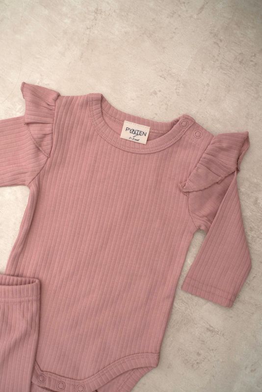 Basic rib frill sett - old rose