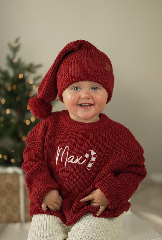 Knit genser - cranberry