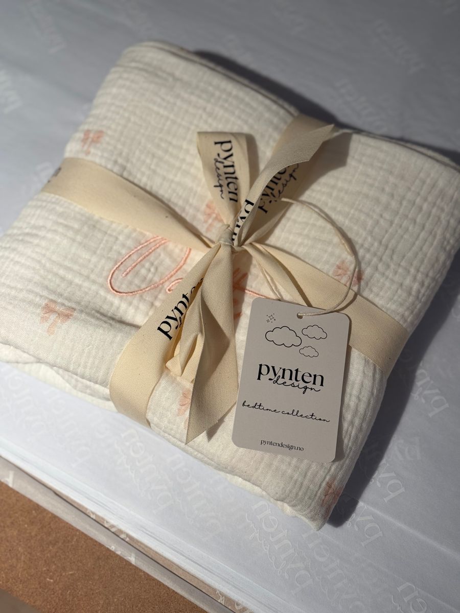 Bedtime musselin sengetøy - pink bow