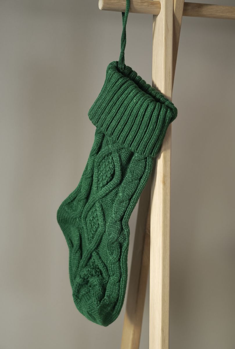 Strikket julestrømpe - grønn