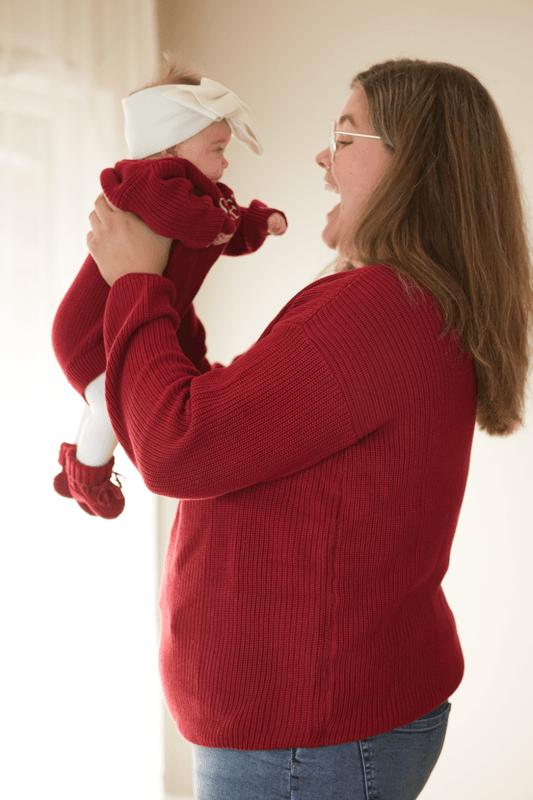 Knit genser voksen - cranberry