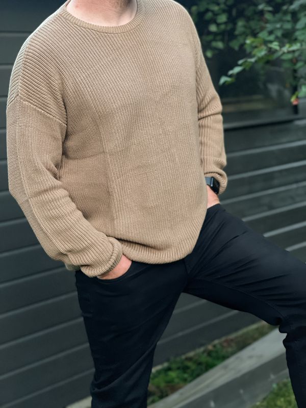Knit genser voksen - taupe