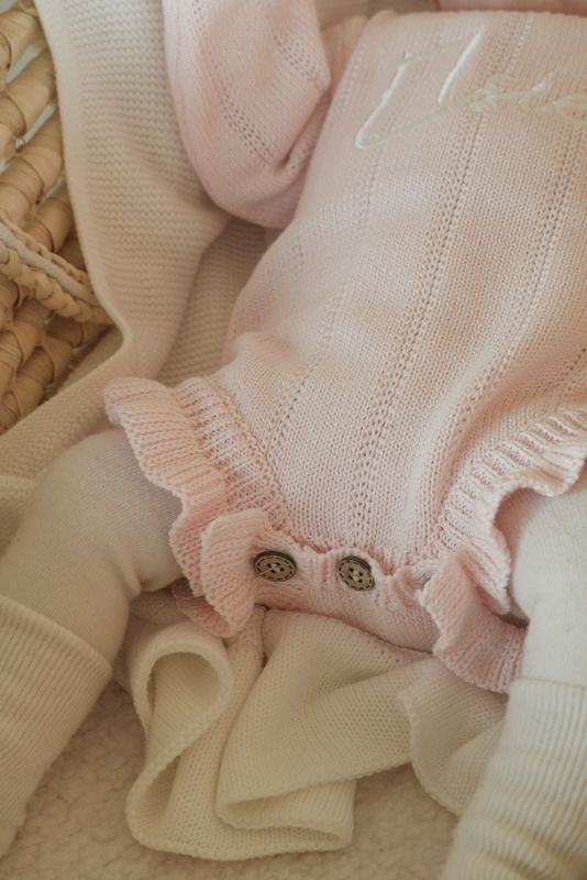 Tiny frill romper - pastel pink