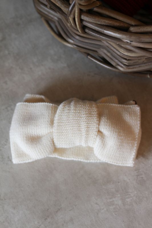 Knit pannebånd med sløyfe - offwhite 