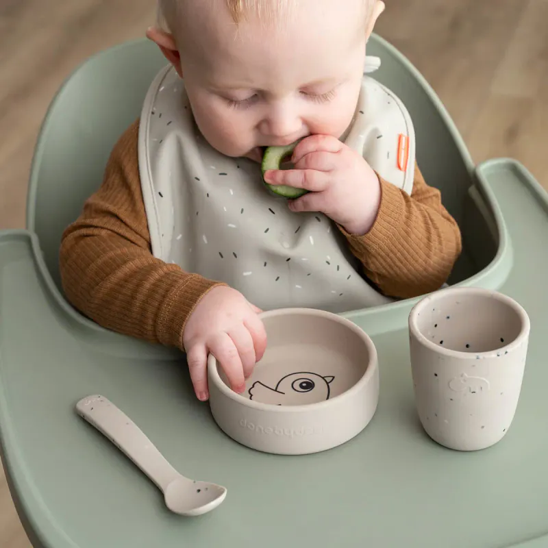Babys første spisesett Birdee - sand