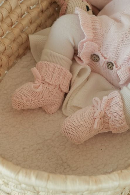 Hovedbilde Knit frill babytøfler - pastel ...