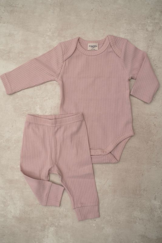 Basic rib sett - light pink