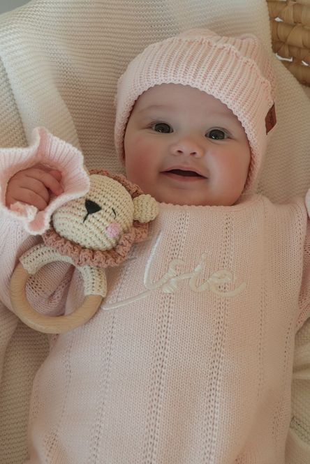 Hovedbilde Knit frill lue - pastel pink