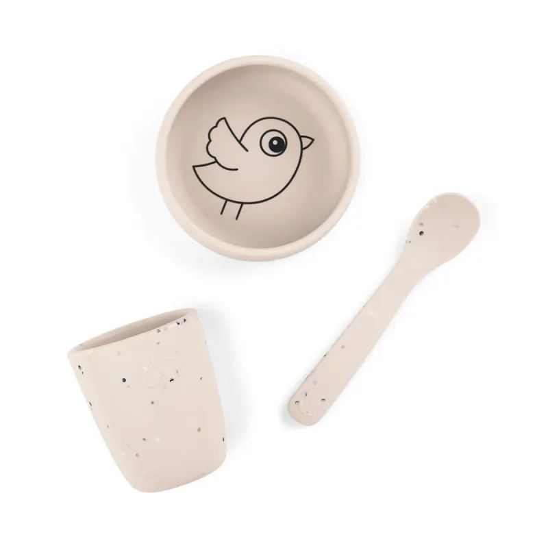 Babys første spisesett Birdee - sand