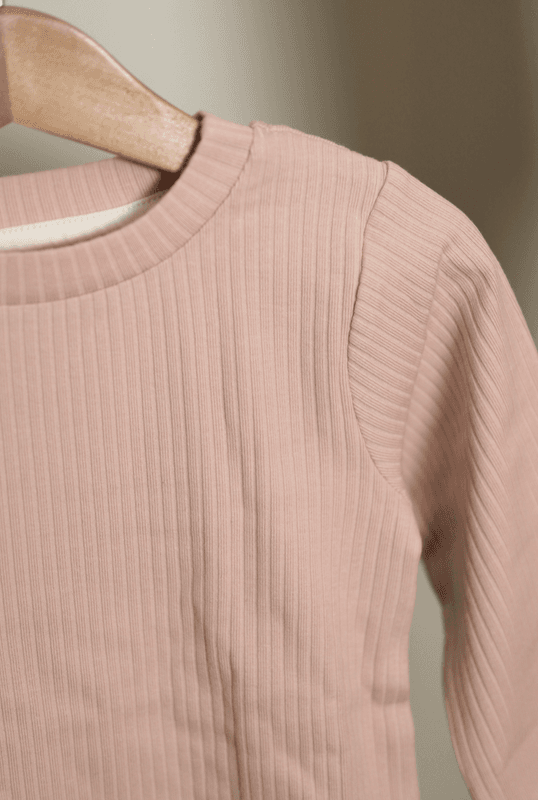 Basic rib to-delt sett - light pink