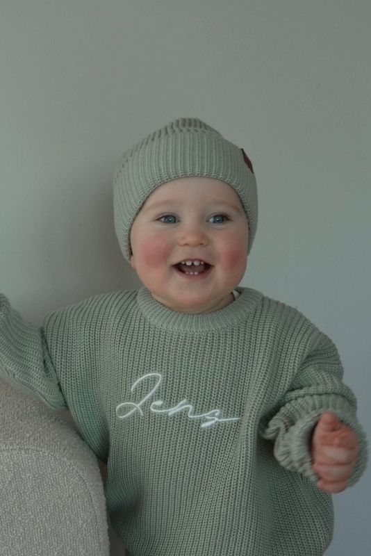 Knit genser barn - minty breeze