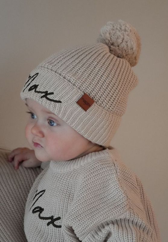 Knit lue med dusk - sand