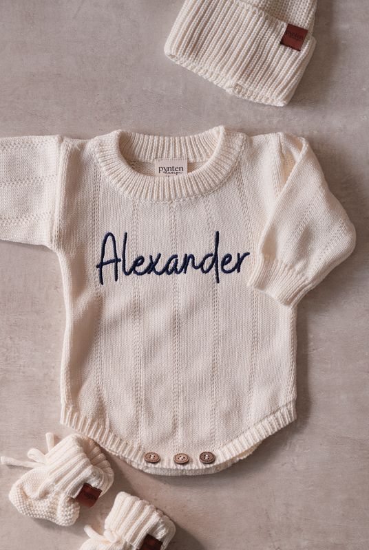 Knit babytøfler - cream