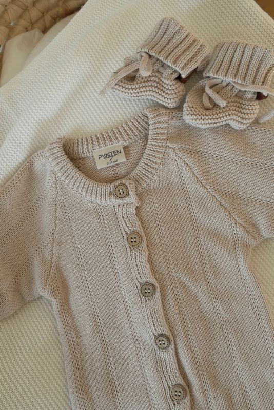 Knit babytøfler - sand